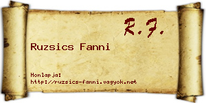 Ruzsics Fanni névjegykártya